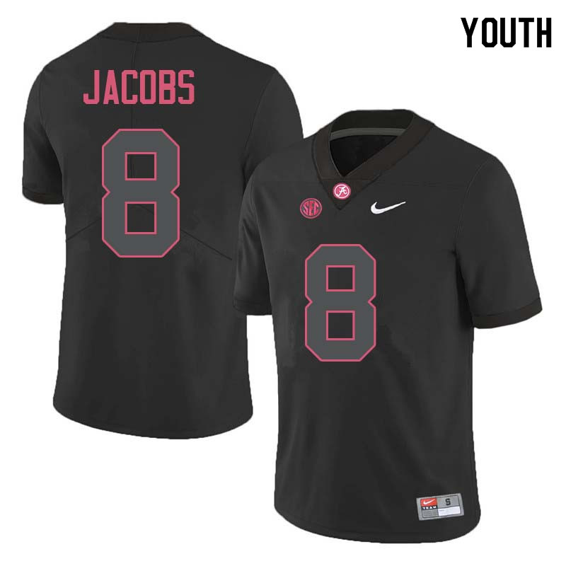 Alabama Crimson Tide Youth Joshua Jacobs #8 Black NCAA Nike Authentic Stitched College Football Jersey MZ16O46UM